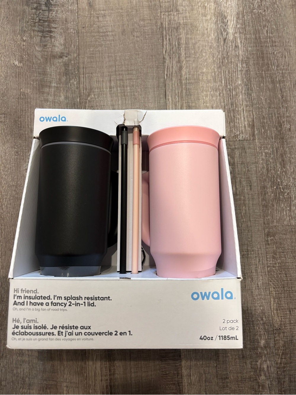 owala Insulated Travel Mug 2-Pack - Black & Pink